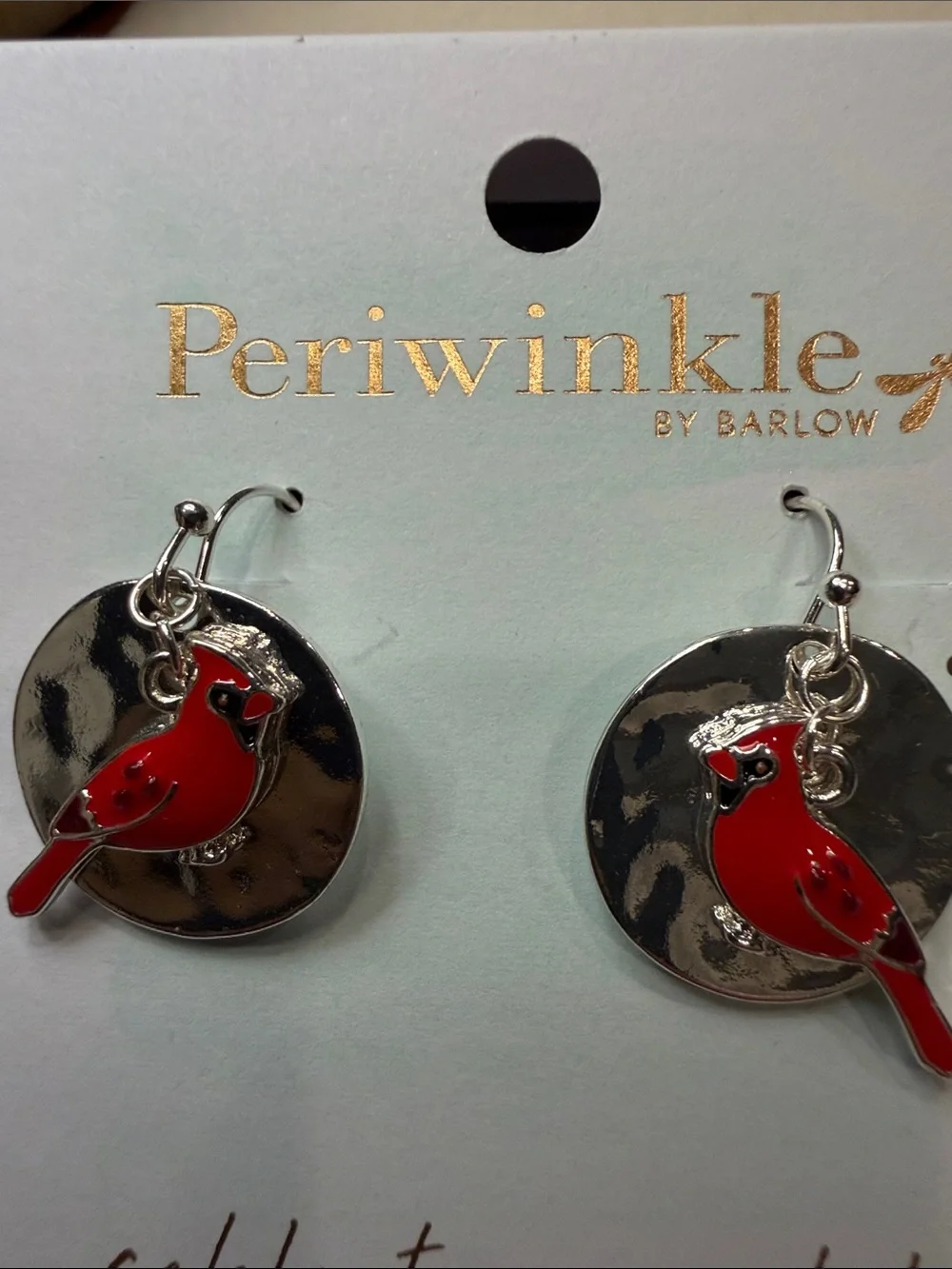 Periwinkle by Barlow Red Cardinal Dangle Charm Earrings